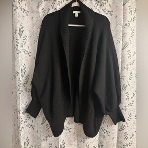 Black Open-Front Knit Cacoon/Batwing Cardigan